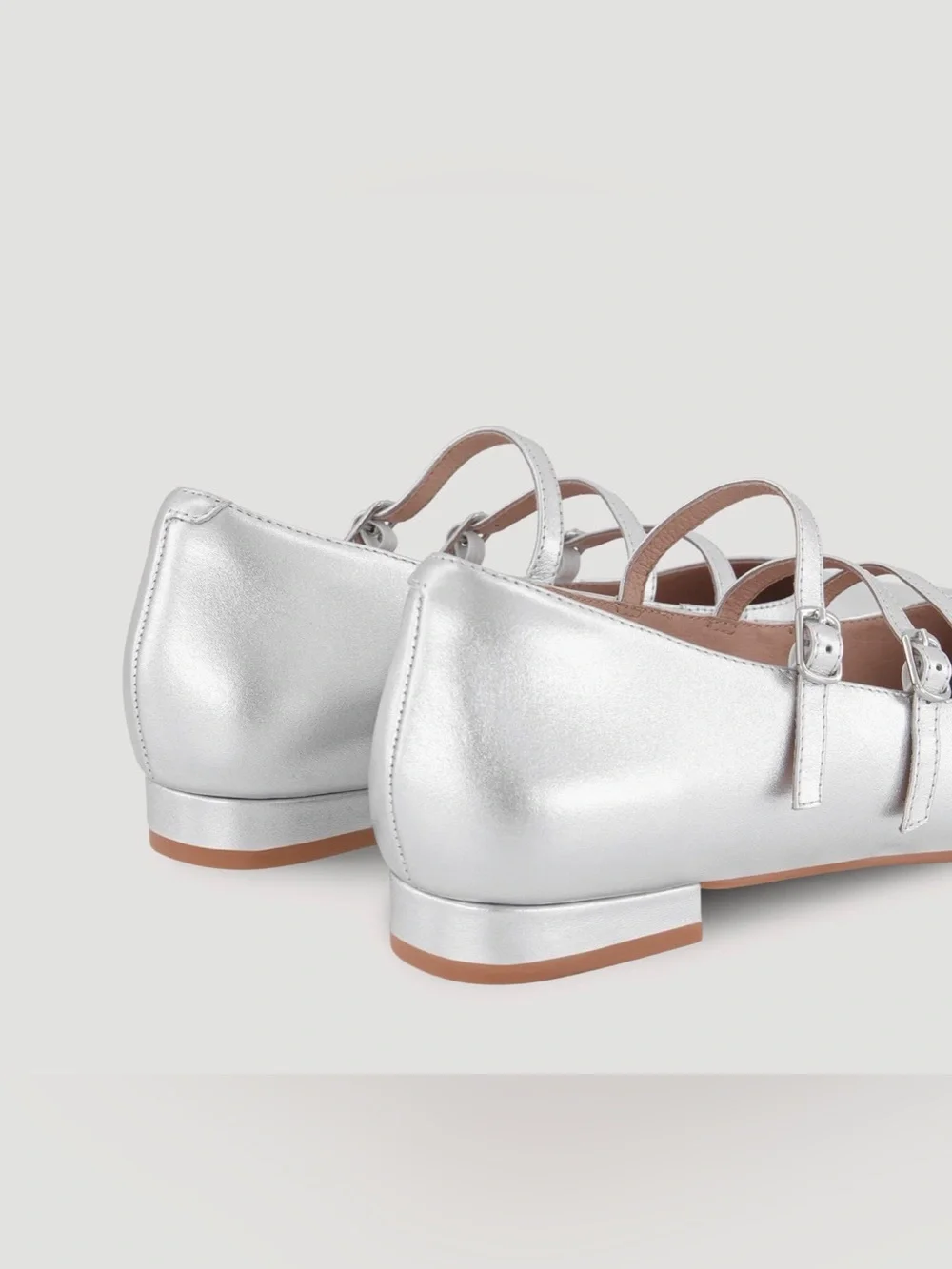 BARED Partridge 2 Silver Leather Ballet Flats